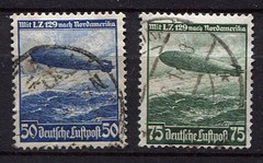 German Reich WW II : LZ 129 – Zeppelin set from 1936 – used