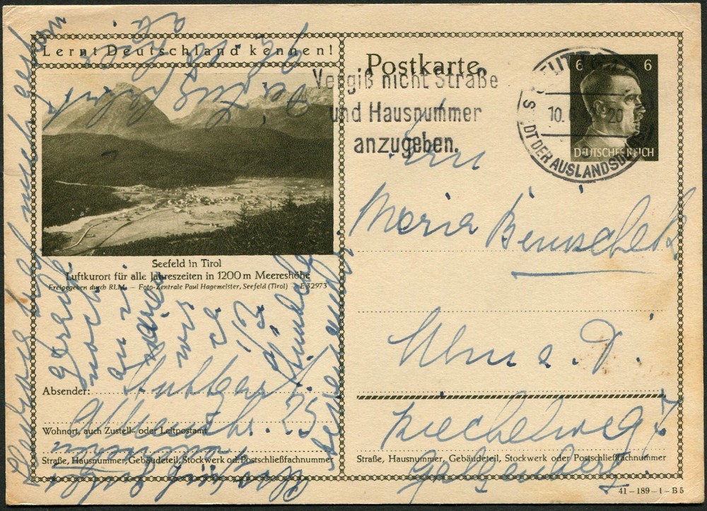 Germany Stuttgart Stationery Postal Card to Ulm 1942 Europe WWII