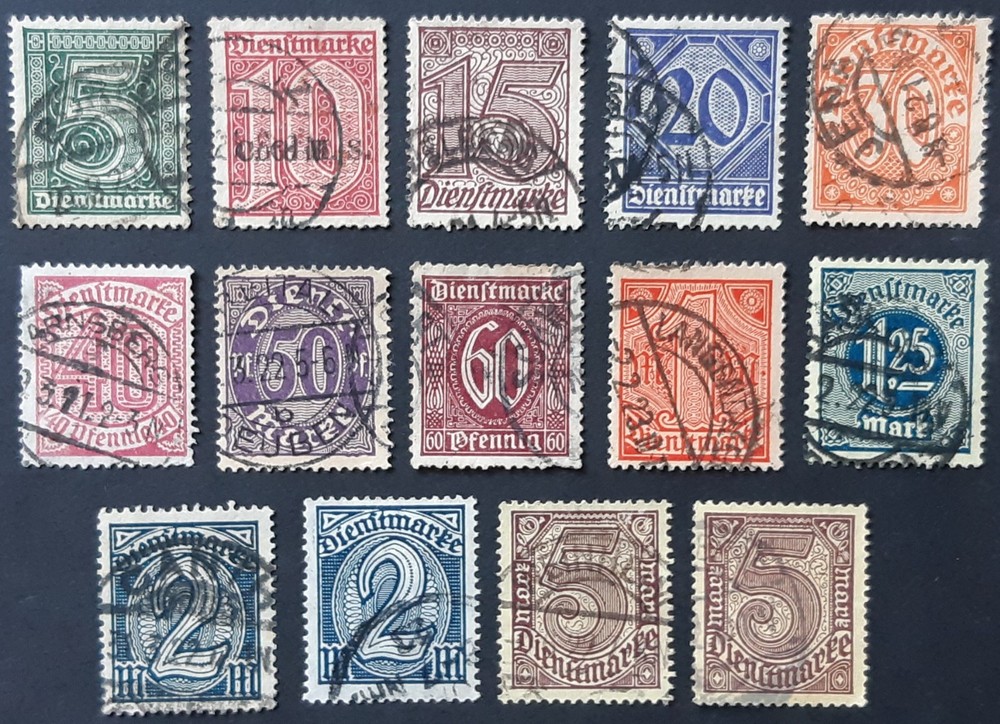 Germany Weimar Republic 1920-2 SGO124-O136 set of officials (without SGO126) VGU