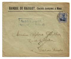 German Occ Belgium 1916 cover MONS Aainaut Prov. S.W. to Belgium