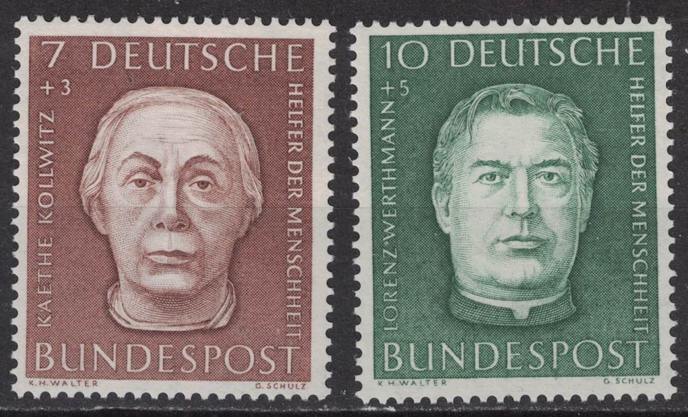 GERMANY:1954 SC#B338-B339 MHOG Kathe Kollwitz, Lorenz Werthmann AP5390