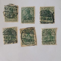 25 Deutsches Reich Germany Used Stamp Lot Handstamped Various Denominations
