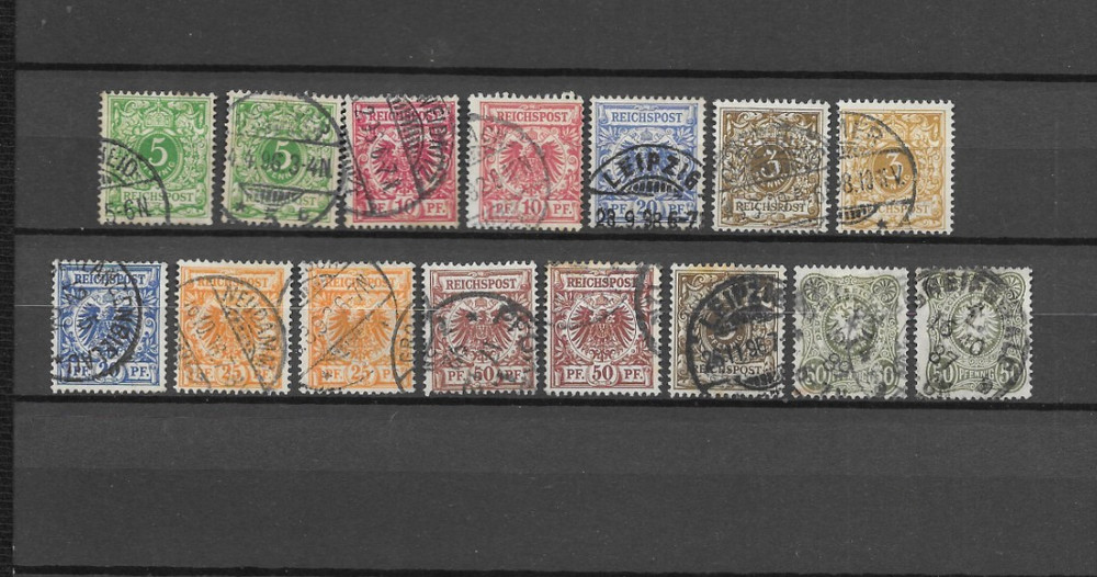 Germany 1889-1900 Eagle Numerals 15 x Values Used