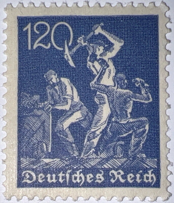 Travelstamps: 1921 Germany Deutsches Reich Mi# 168 120 Pf. Mountain Workers MNH