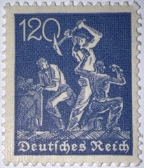Travelstamps: 1921 Germany Deutsches Reich Mi# 168 120 Pf. Mountain Workers MNH