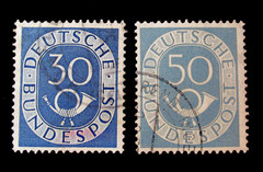Germany Stamps Sc 679 681 Numeral and Post Horn 1951 30 50 Pfennig Set of 2 Used