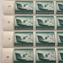 Sheet of 50 German Deutsches Reich Kriegsmarine torpedo boat Postage Stamps