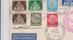 SUPERB 1936 GERMANY HINDENBURG, LZ 129 COVER-SIGNED-E.A.LEHMANN,CAPTAIN,OLYMPIC