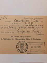Germany Third Reich 1933 Official Postal Card Bremen Justice