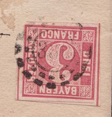 Bavaria SG 23 on Cover NEUBURG to MUNICH in 1863 – Open Mill Wheel 381 Cancel