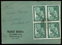 SG36 GERMANY 1948 Self adressed cover with multiple of four 84pf Messe issue