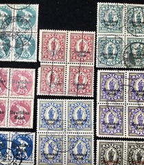 Lot of Overprint GERMANY Bavaria GERMAN EMPIRE Bayern Stamps Blocks of 4 Used