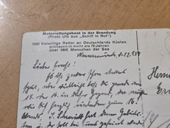 WWII WW2 German Third Reich Postcard Kriegsmarine Rescue Boat in High Seas