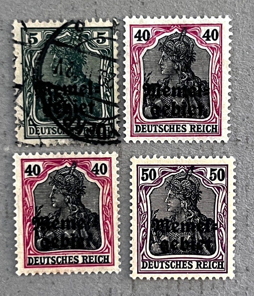 Memel 1, 8-9 / 1920 Overprinted German Stamps / Used & Mint Hinged / MH