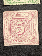 GERMANY 1859-1866 THURN & TAXIS Lot of 7 Stamps – 2 Imperf & 5 Rouletted MH