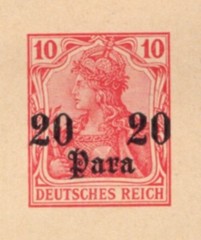 Germany Office in Turkey 20para Overprint 10pf Germania Postkarte Postal Card 4i
