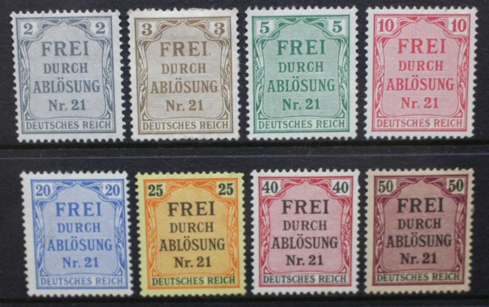GERMANY 1903 Kingdom of Prussia Official. Set of 8 to 50pf MINT HINGED SG082/089