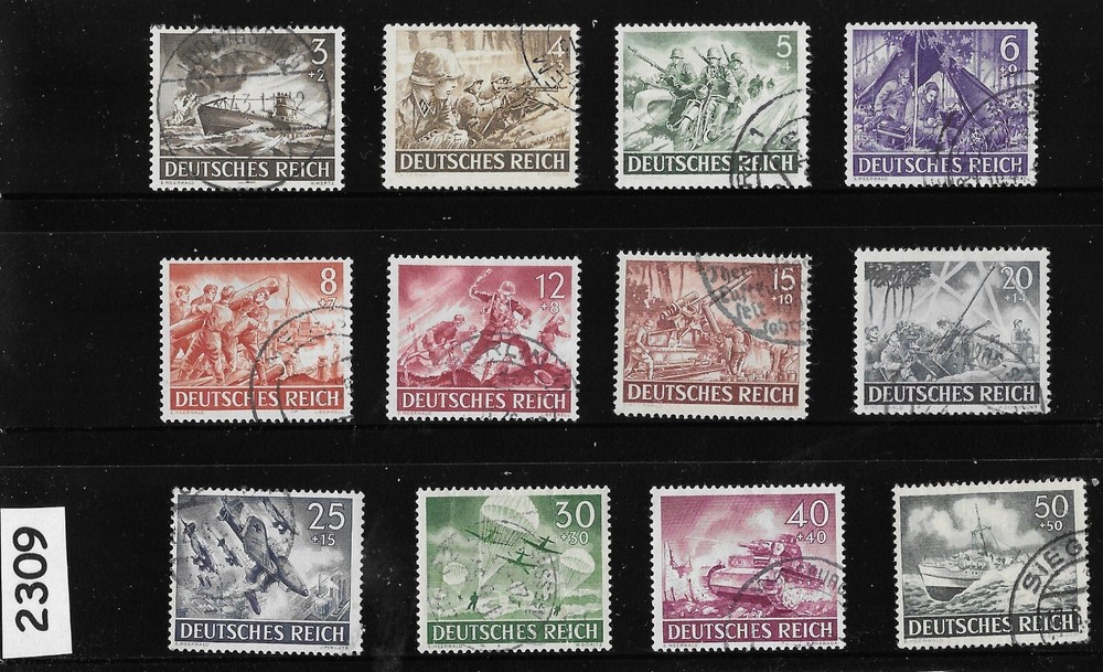 Stamp set Complete Sc B218-229 Military Hero’s Third Reich Germany 1943 #2309