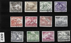 Stamp set Complete Sc B218-229 Military Hero’s Third Reich Germany 1943 #2309