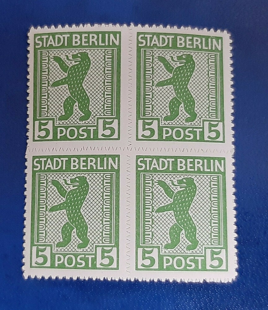 Germany Stamps Allied Occupation Berlin 4x 5 Pfennig Block SBZ Mi. Nr. 1 (19743)