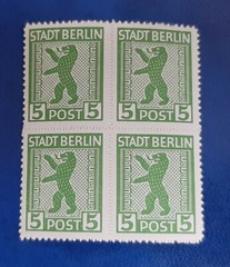 Germany Stamps Allied Occupation Berlin 4x 5 Pfennig Block SBZ Mi. Nr. 1 (19743)