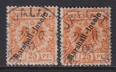 German Marshall Islands 1897 MI 11a+11b Shades CANC VF / CAT VALUE $140