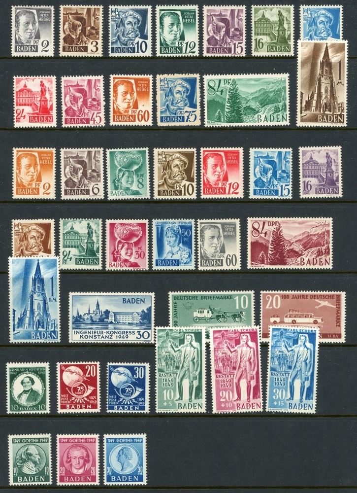 Germany 1947-1949 German Occupation Stamp Lot Baden/Rhine/Wurttemberg Mint OG NH
