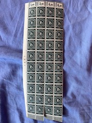 German Allied Occupation postage stamps 16 pfennig, partial sheet of 40 MNH