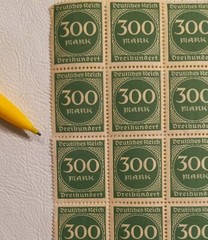 Full Sheet Of 100 Stamps, 300m Mark Deutsches Reich, Germany 1923, MNH SG#263