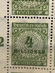 GERMANY 1923 4 Mil MNH Sc284 Mi316 FULL SHEET PLATE FLAWS
