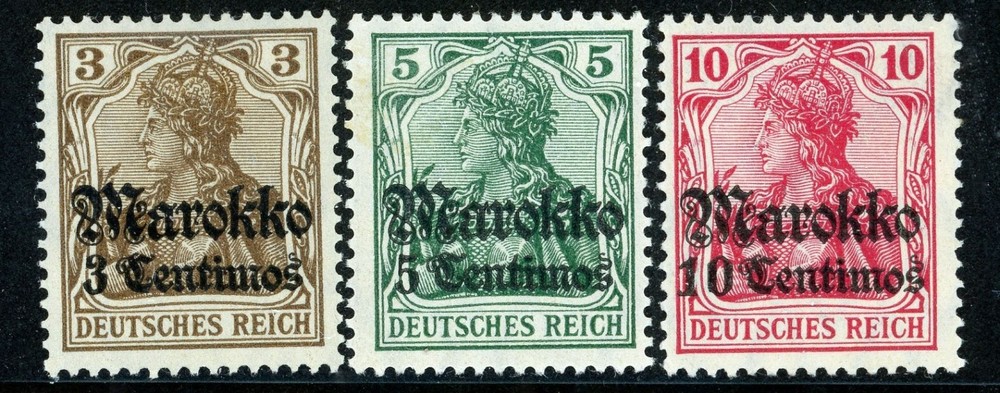 Stamps Germany – Morocco, Scott # 45-47 Mint LH HR