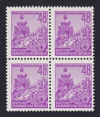 EAST GERMANY 1953 Five Year Plan 48pf block of 4 SG E134 MNH/** (CV £80+)