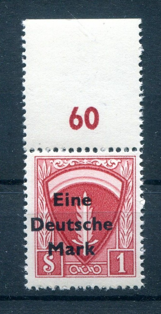 DR-3 Reich Revenue Stamp For 1 Mark Upper Margin Luxury MNH Postfrisch
