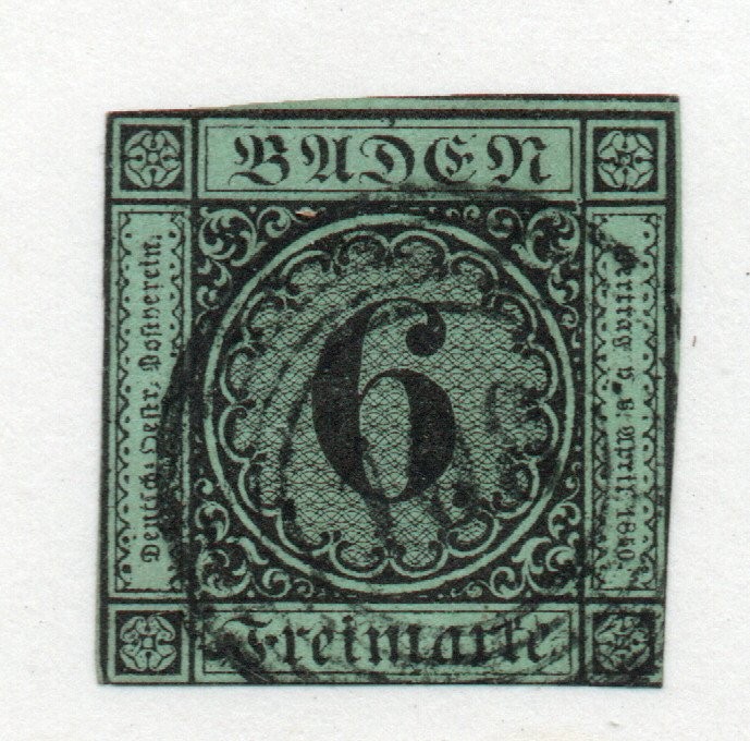 Baden – Sc# 3 Used – 5 ring #108 cancel / Lot 0725141