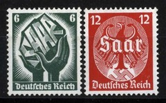 Germany Sc 444-445 Grn Carmine 5pf-12pf SAAR MNH Original Gum Complete Set