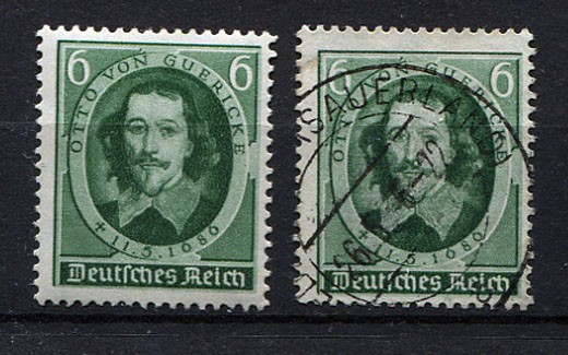 German Reich WW II : Otto von Guericke stamp from 1936 – mint and used