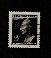 Stamp CTO (Brunn) Sc B20 Reinhard Heydrich Death mask WWII Czech occupation