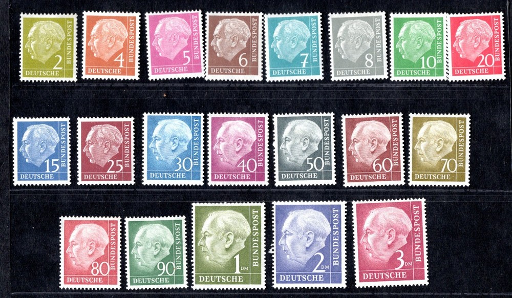 GERMANY 1954 SCOTT #702-721 COMPLETE MINT HINGED