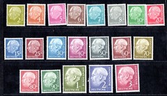 GERMANY 1954 SCOTT #702-721 COMPLETE MINT HINGED