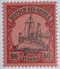 Travelstamps: GERMANY GERMAN NEW GUINEA STAMPS Kaiser’s Yacht 80pf Mint OG H
