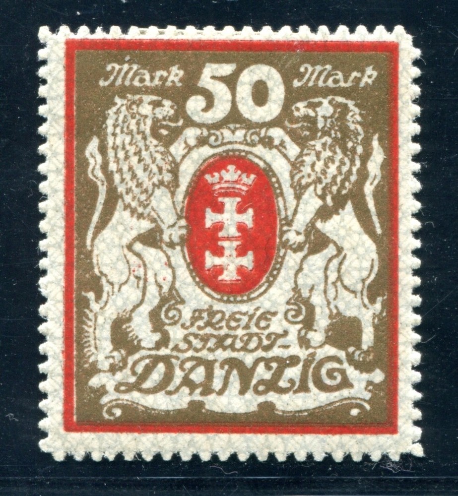 DANZIG 1922 100Xa * WATERMARK STANDING ORANGE-RED (05339