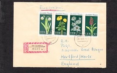 Commercially USED Germany DDR Registered 0537b Genthin 1969 to England z39
