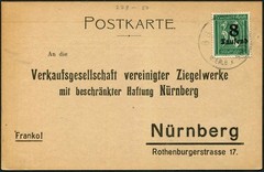 Germany 1923 Hyperinflation Postal Card Markt Erlbach to Nuremberg Mi 278