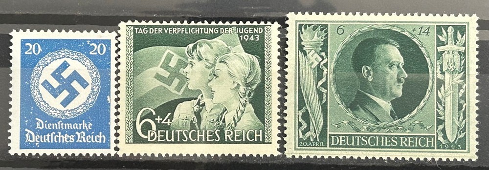 German Classic Stamps Reich officials x 3 Hitler swastika etc MH* Mint ww2 /808
