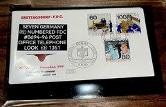 SEVEN GERMANY NUMBERED FDC #B694-96 POST OFFICE TELEPHONE LOOK 👀 1351