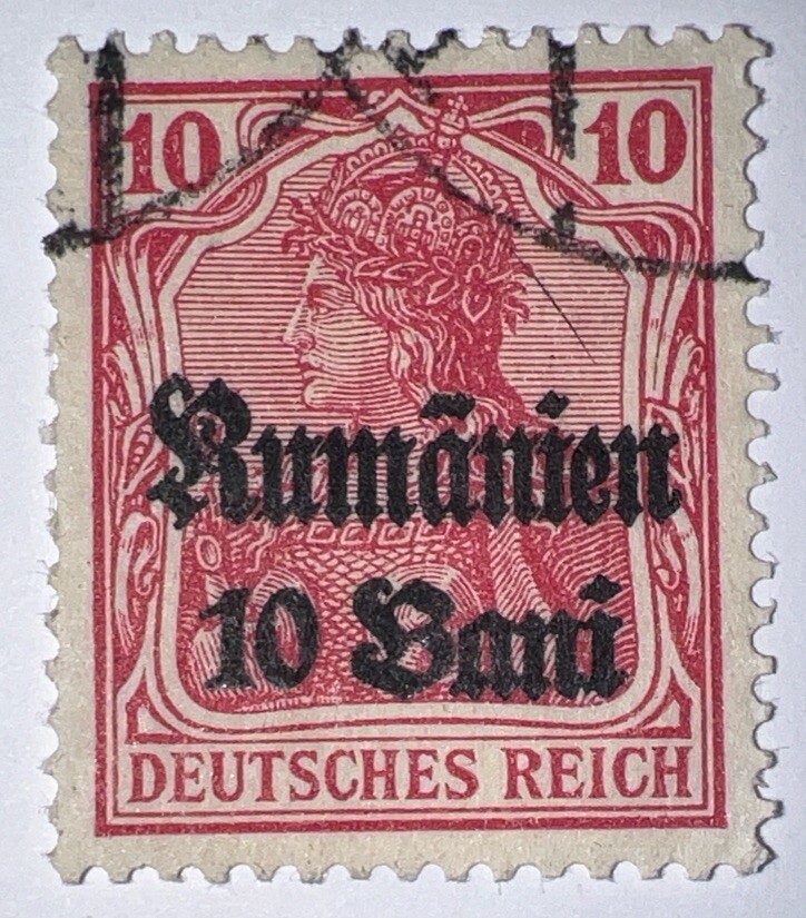 Travelstamps: 1918 Germany Stamps Romania 10 Bani on 10pf, Used, Ng Wmk