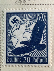 Germany lot of 9 Stamps 1934 Scott Cat C46-C54 Consecutive Air Post Mix CXL, MH