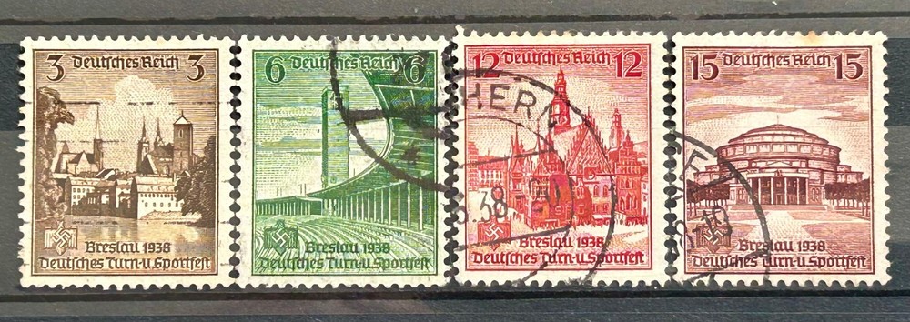 1938 German stamps set Mi:DR665-668 – Sportfest Breslau used /681