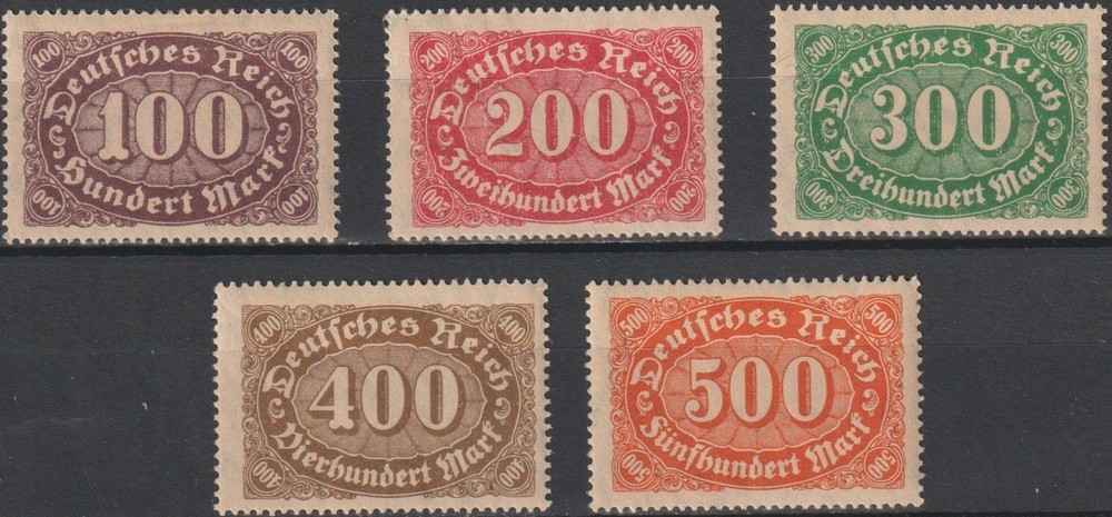 Germany 156-160 MNH Inflation Set Complete Mid Values Colorful CV $3.70