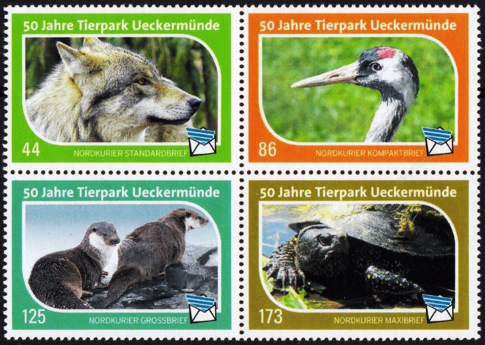 North Courier: MiNr. 109 I – 112 I ZD, „50 Years Ueckermünde Zoo“, Set, Mint